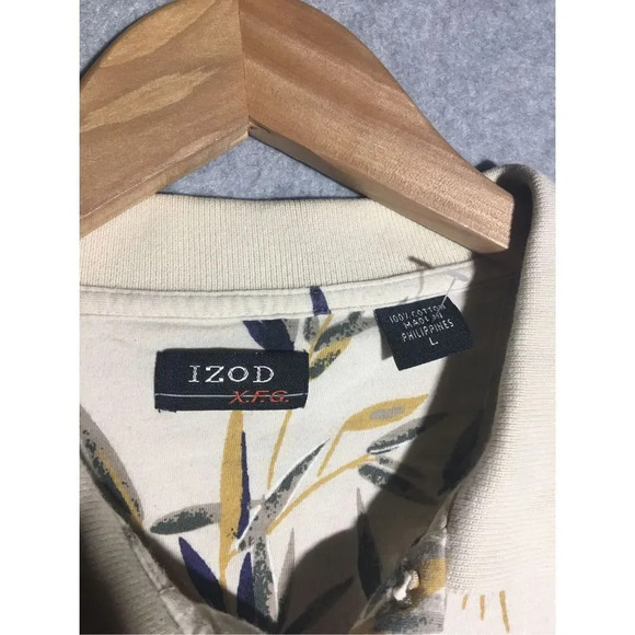 Mens Izod Polo Beachy Leaves Neutral Closet staple Basic Classic Cotton - Picture 4 of 4
